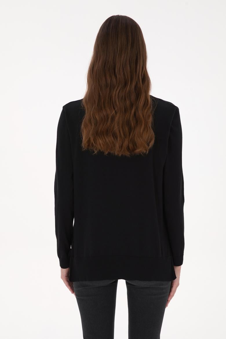 Kadın Siyah Bisiklet Yaka Basic Kazak - 50313579007