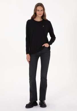 Kadın Siyah Bisiklet Yaka Basic Kazak - 50313579007