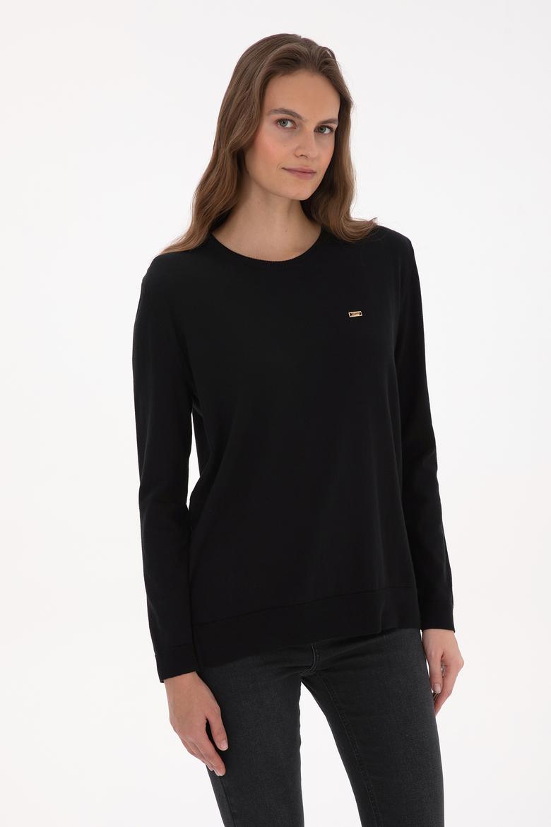 Kadın Siyah Bisiklet Yaka Basic Kazak - 50313579007