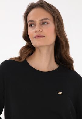 Kadın Siyah Bisiklet Yaka Basic Kazak - 50313579007