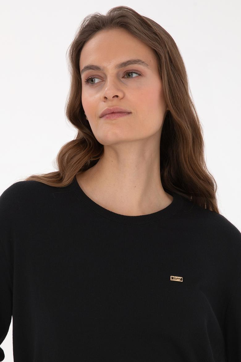 Kadın Siyah Bisiklet Yaka Basic Kazak - 50313579007