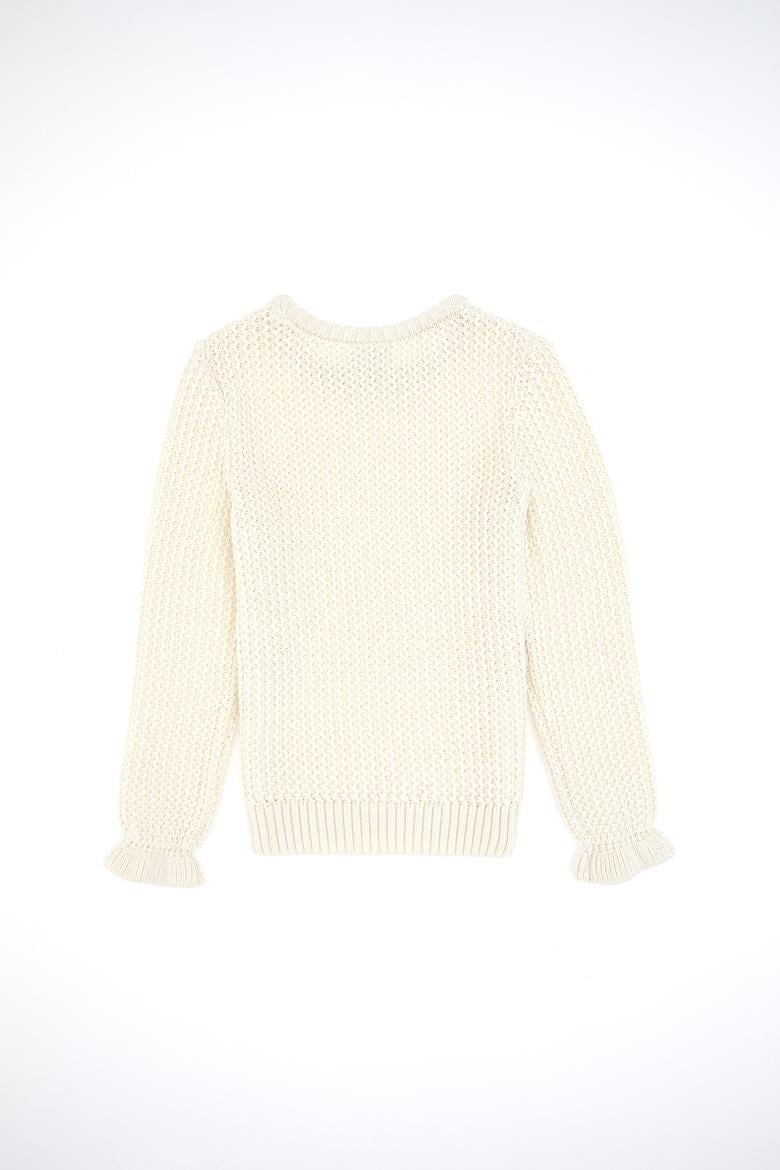 Kız Çocuk Bisiklet Yaka Krem Kazak - 50316269021