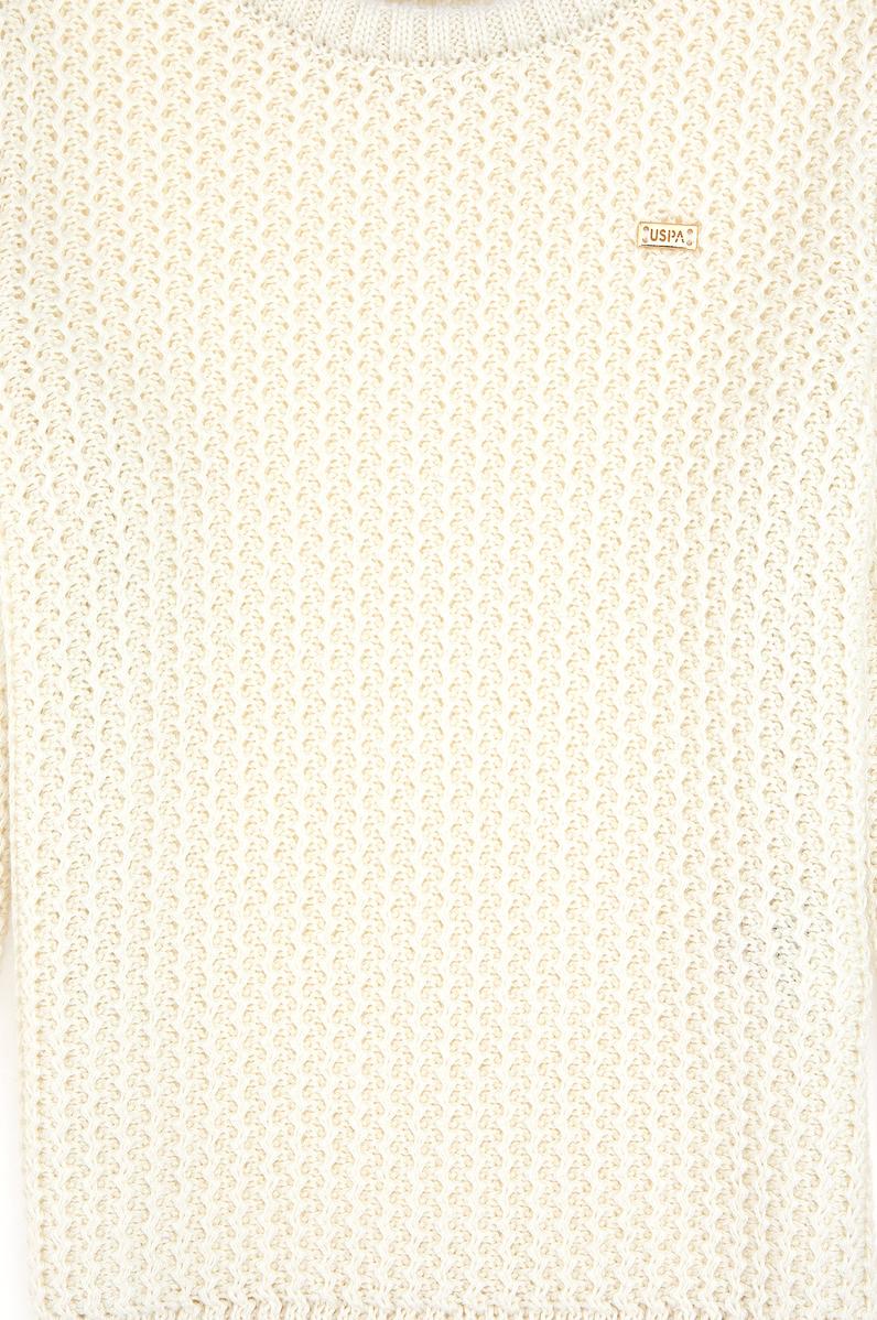 Kız Çocuk Bisiklet Yaka Krem Kazak