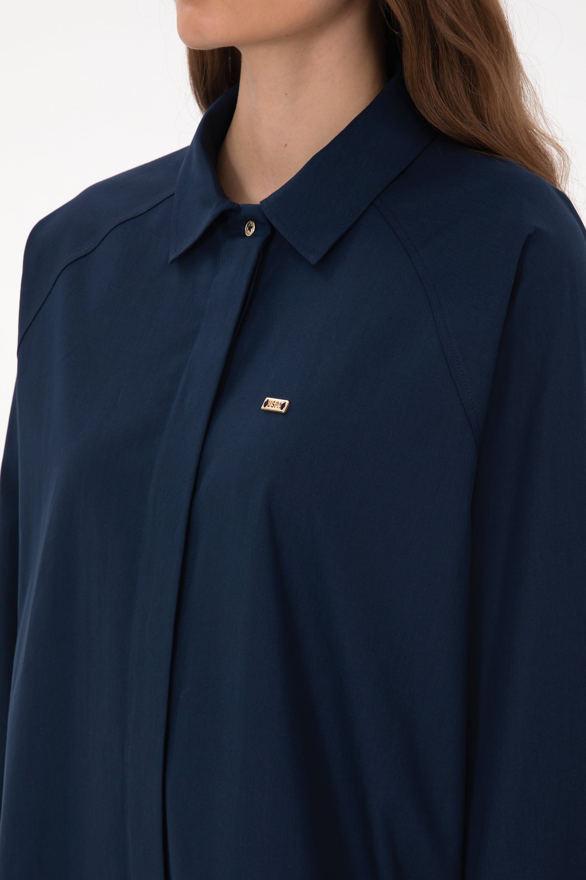 Kadın Lacivert Uzun Kollu Gömlek