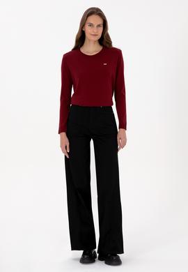 Kadın Bordo Bisiklet Yaka Basic Kazak - 50313579020