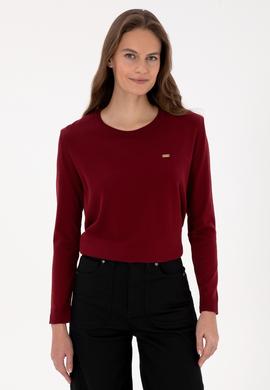 Kadın Bordo Bisiklet Yaka Basic Kazak - 50313579020