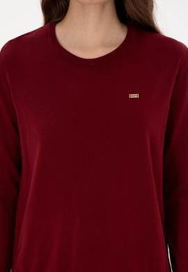 Kadın Bordo Bisiklet Yaka Basic Kazak - 50313579020