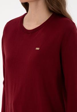 Kadın Bordo Bisiklet Yaka Basic Kazak - 50313579020