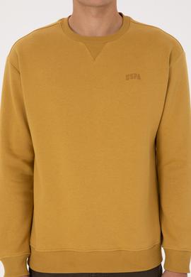 Erkek Comfort Fit Bisiklet Yaka Şardonlu Hardal Basic Sweatshirt - 50313757188