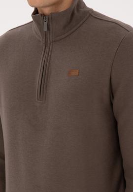 Erkek Regular Fit Yarım Fermuarlı Vizon Basic Sweatshirt - 50313802071