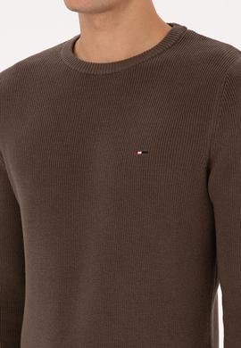 Erkek Slim Fit Bisiklet Yaka Vizon Basic Kazak - 50313667095