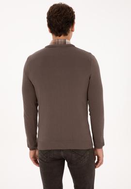 Erkek Slim Fit V Yaka Vizon Basic Kazak - 50313668078