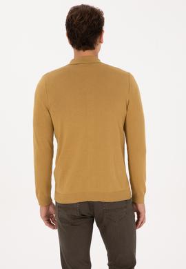 Erkek Hardal Basic Triko Hırka - 50313690098