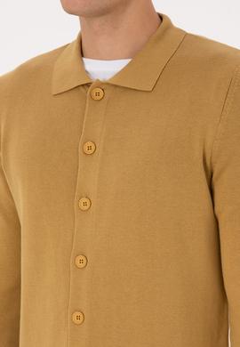 Erkek Hardal Basic Triko Hırka - 50313690098