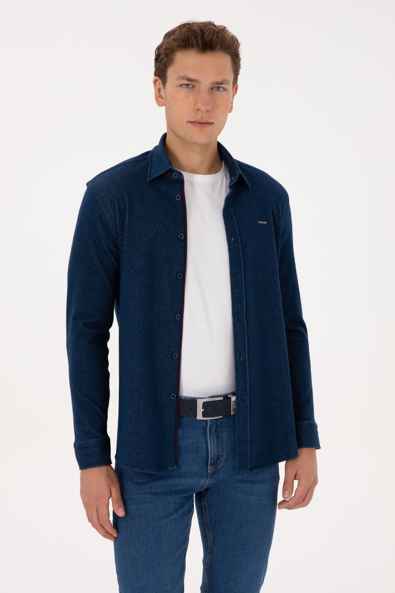 Erkek Lacivert Örme Gömlek - 50308504008