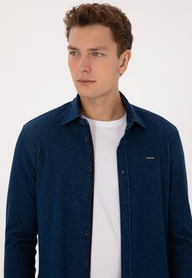 Erkek Lacivert Örme Gömlek - 50308504008