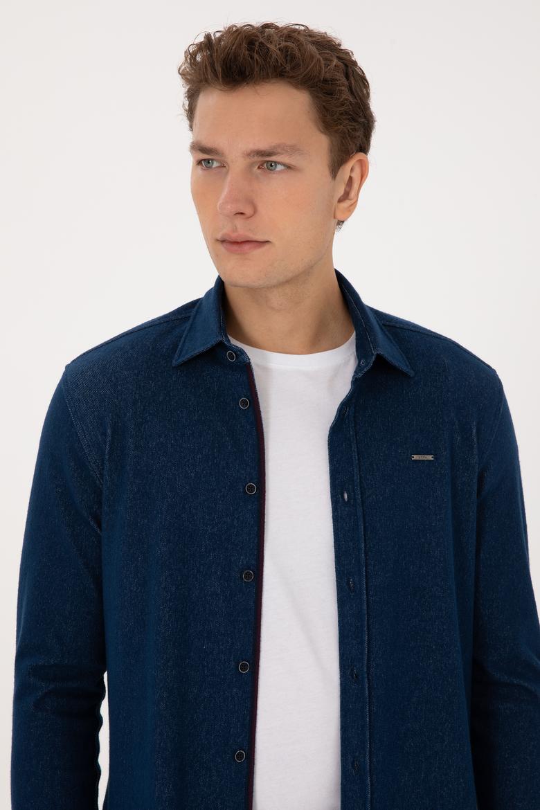 Erkek Lacivert Örme Gömlek - 50308504008