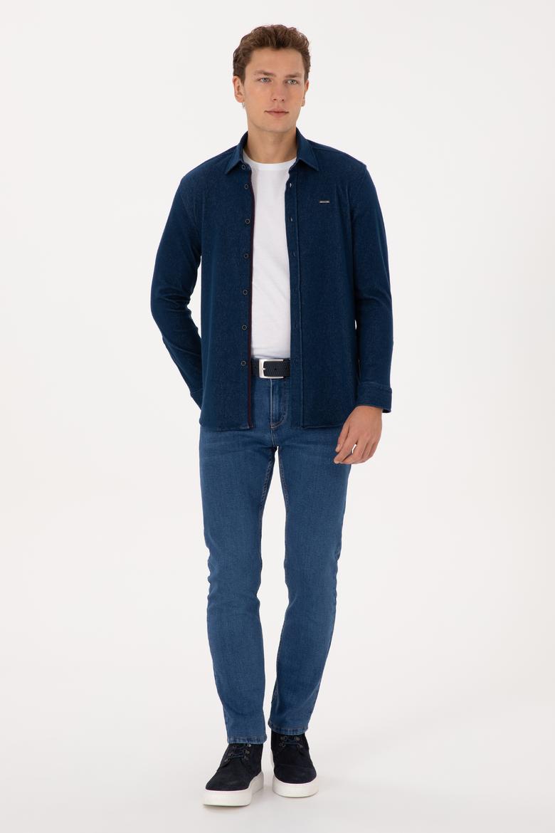 Erkek Lacivert Örme Gömlek - 50308504008