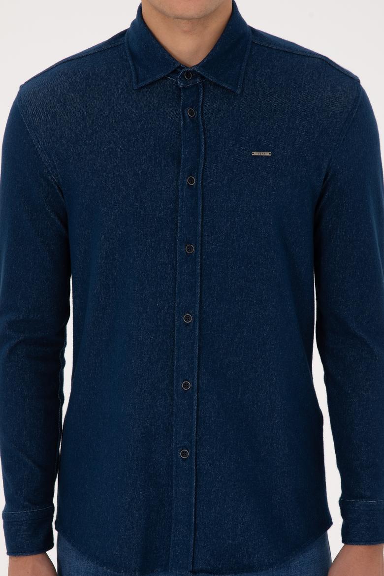 Erkek Lacivert Örme Gömlek - 50308504008