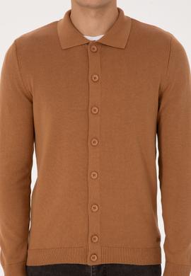 Erkek Camel Basic Triko Hırka - 50313690067