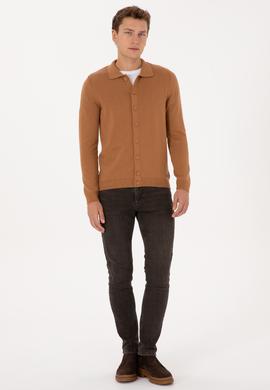 Erkek Camel Basic Triko Hırka - 50313690067