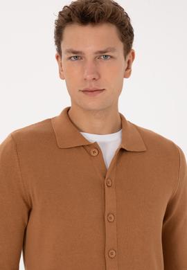 Erkek Camel Basic Triko Hırka - 50313690067