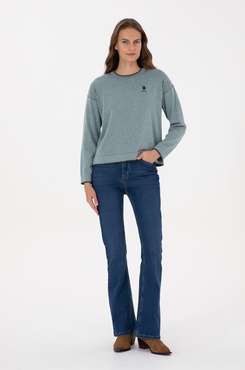 Kadın Mavi Slim Flare Fit Jean Pantolon