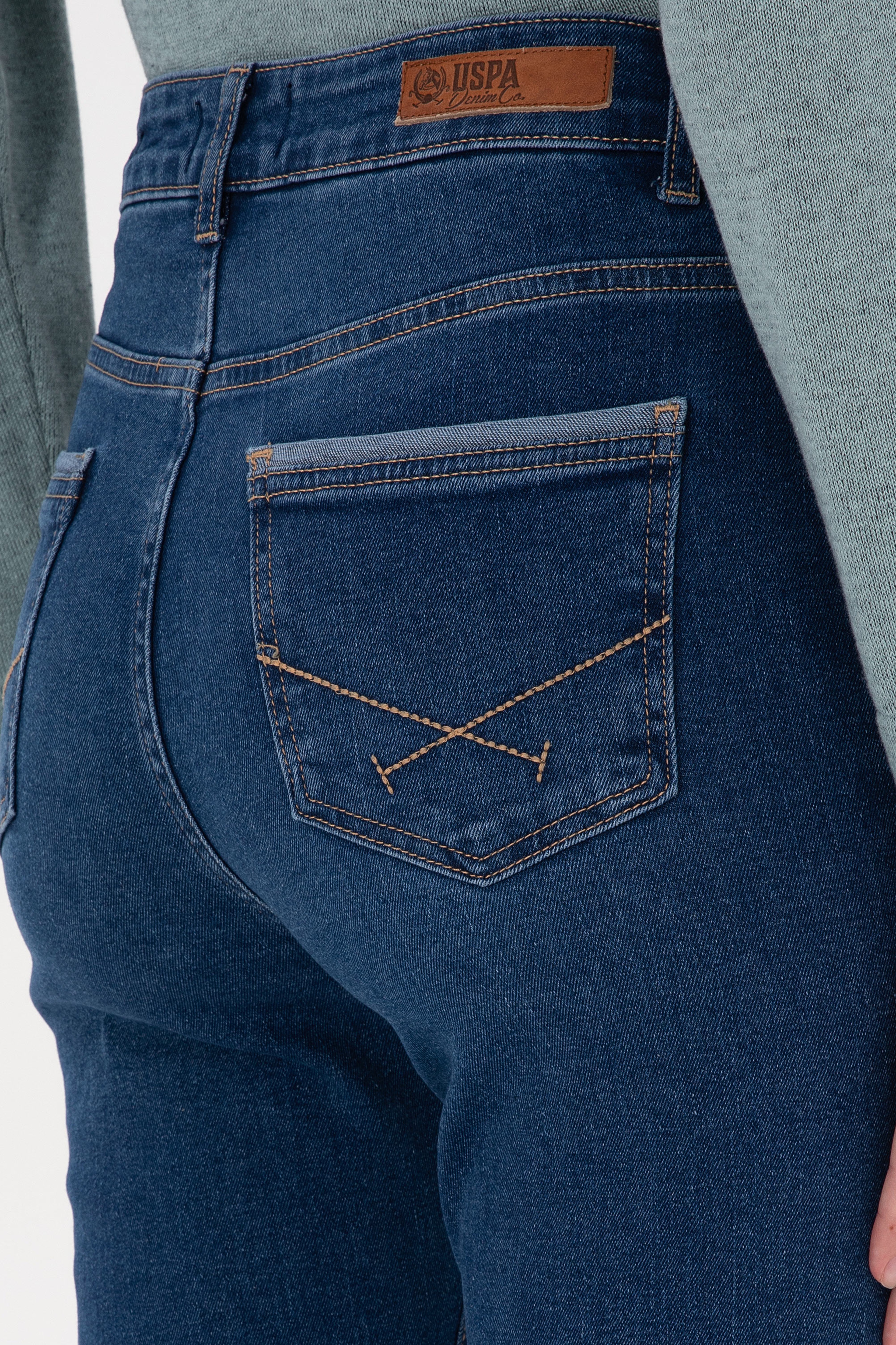 Kadın Mavi Slim Flare Fit Jean Pantolon - Image 6