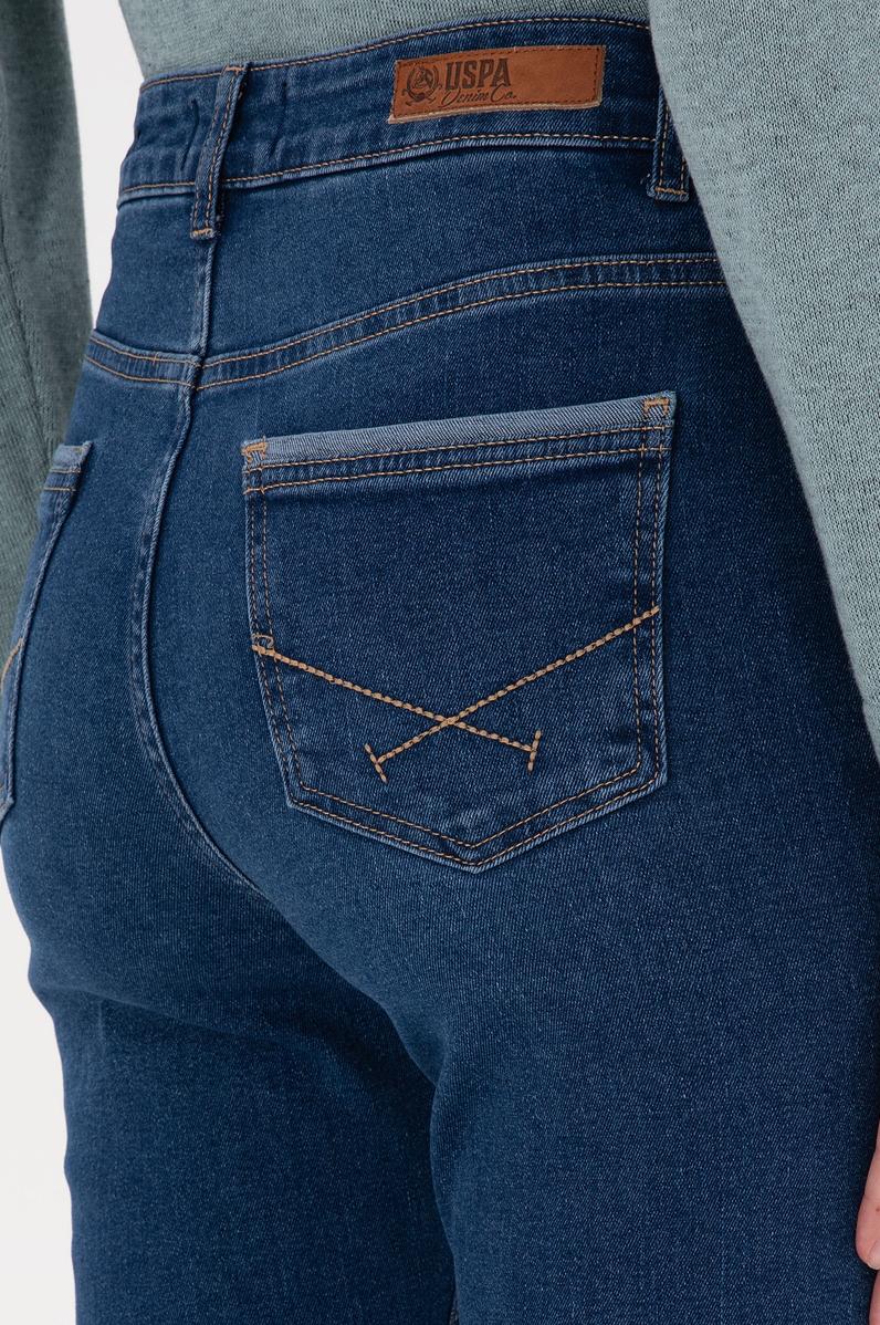 Kadın Mavi Slim Flare Fit Jean Pantolon