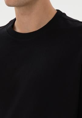 Erkek Comfort Fit Bisiklet Yaka Siyah İnce Sweatshirt - 50316378009
