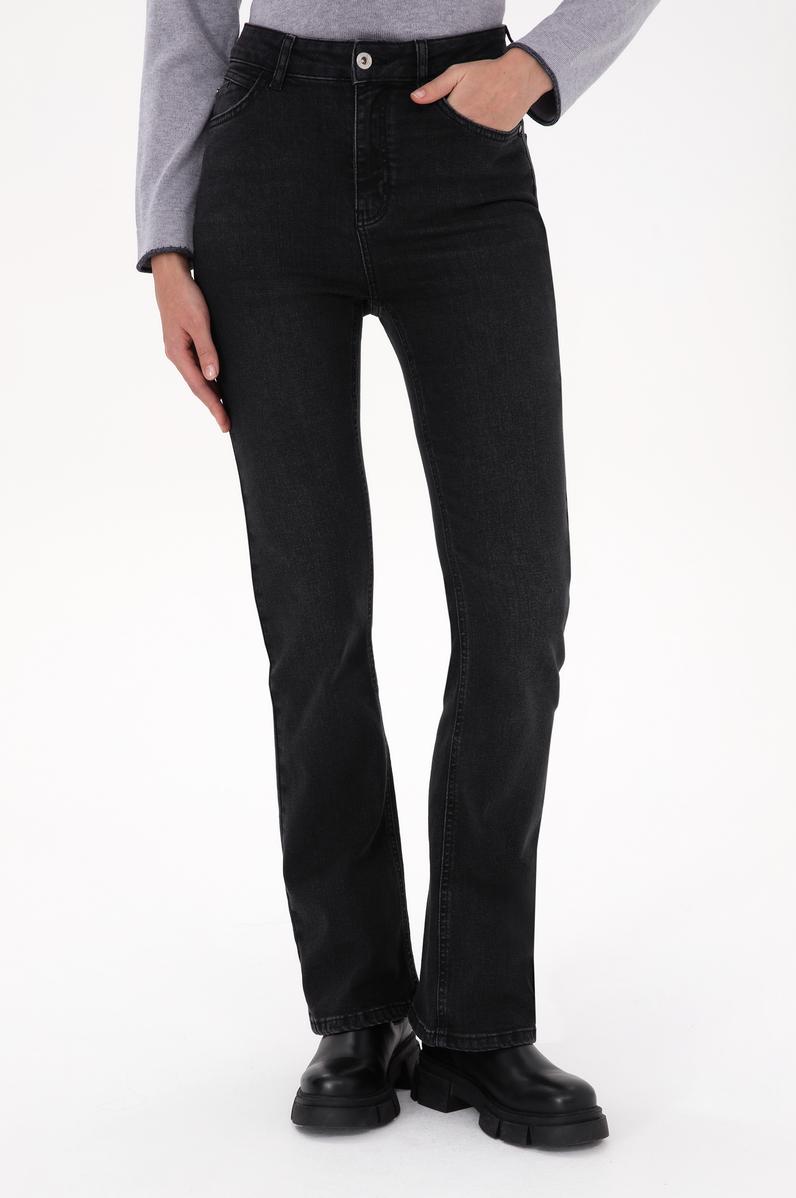 Kadın Siyah Slim Flare Fit Jean Pantolon