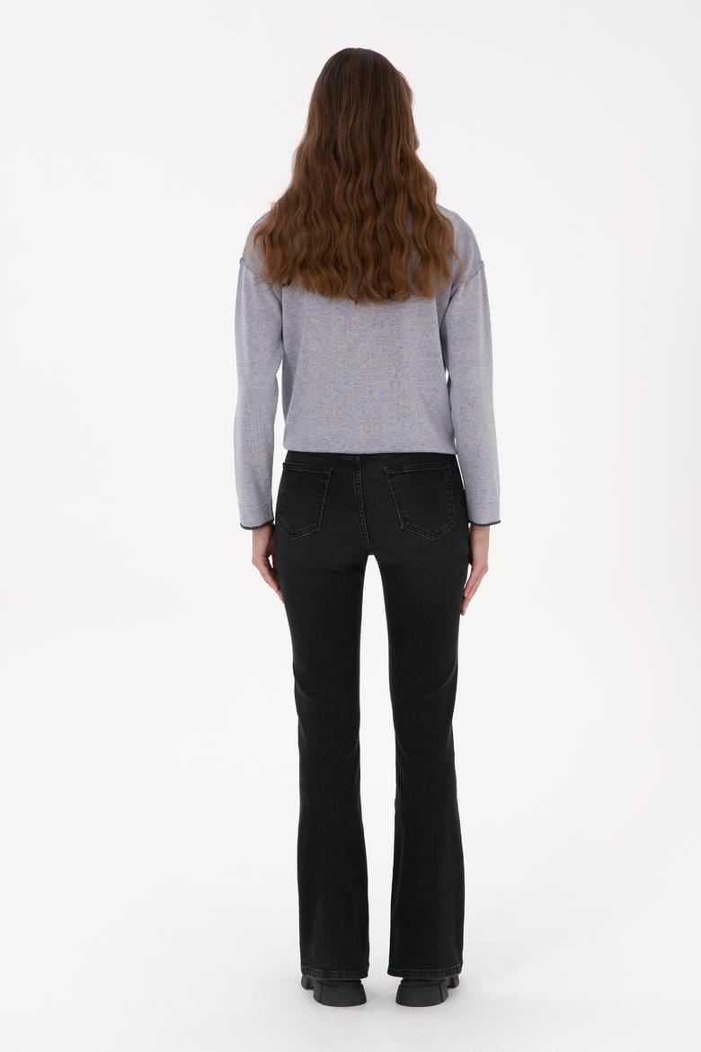 Kadın Siyah Slim Flare Fit Jean Pantolon - 50316567006