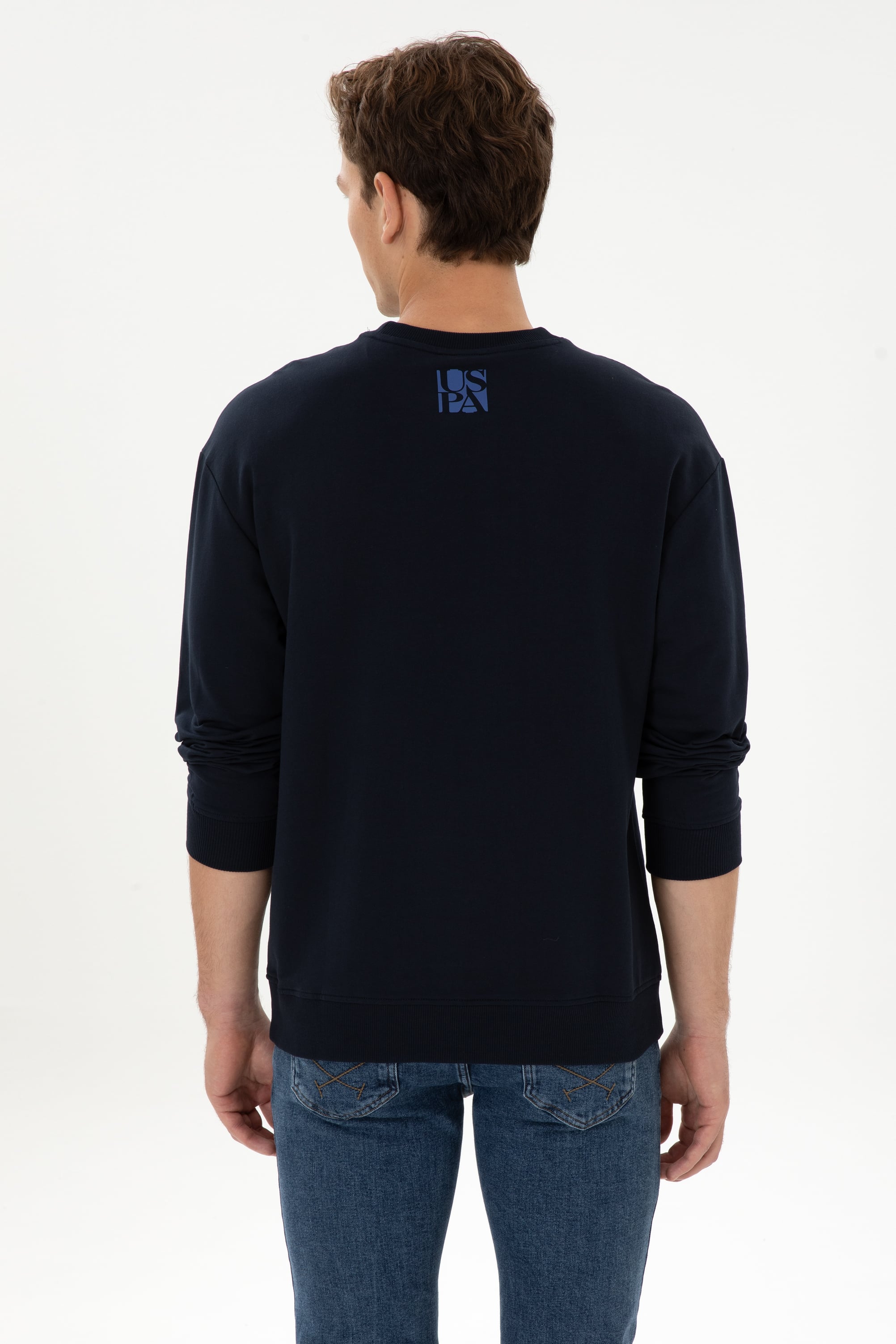 Erkek Comfort Fit Bisiklet Yaka Lacivert İnce Sweatshirt