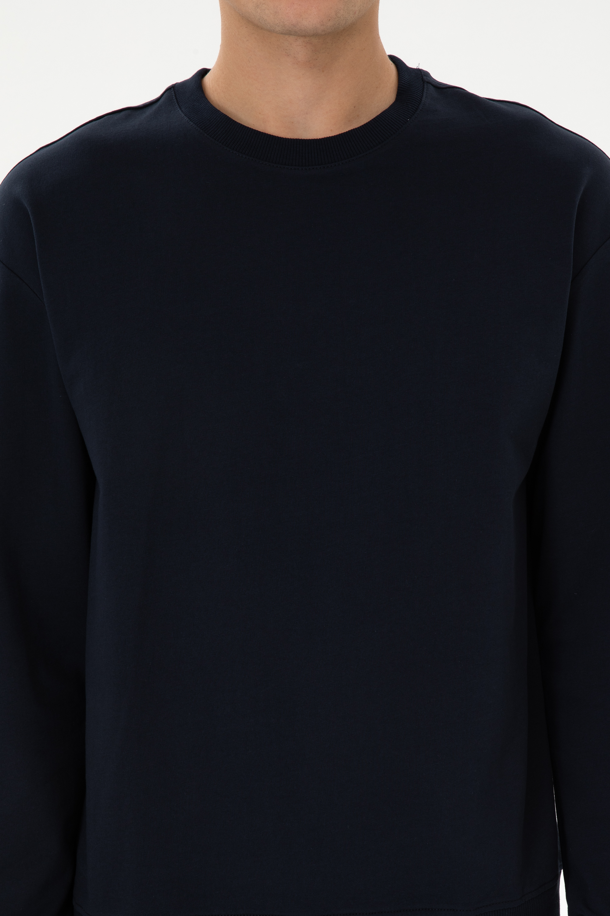 Erkek Comfort Fit Bisiklet Yaka Lacivert İnce Sweatshirt - Image 6