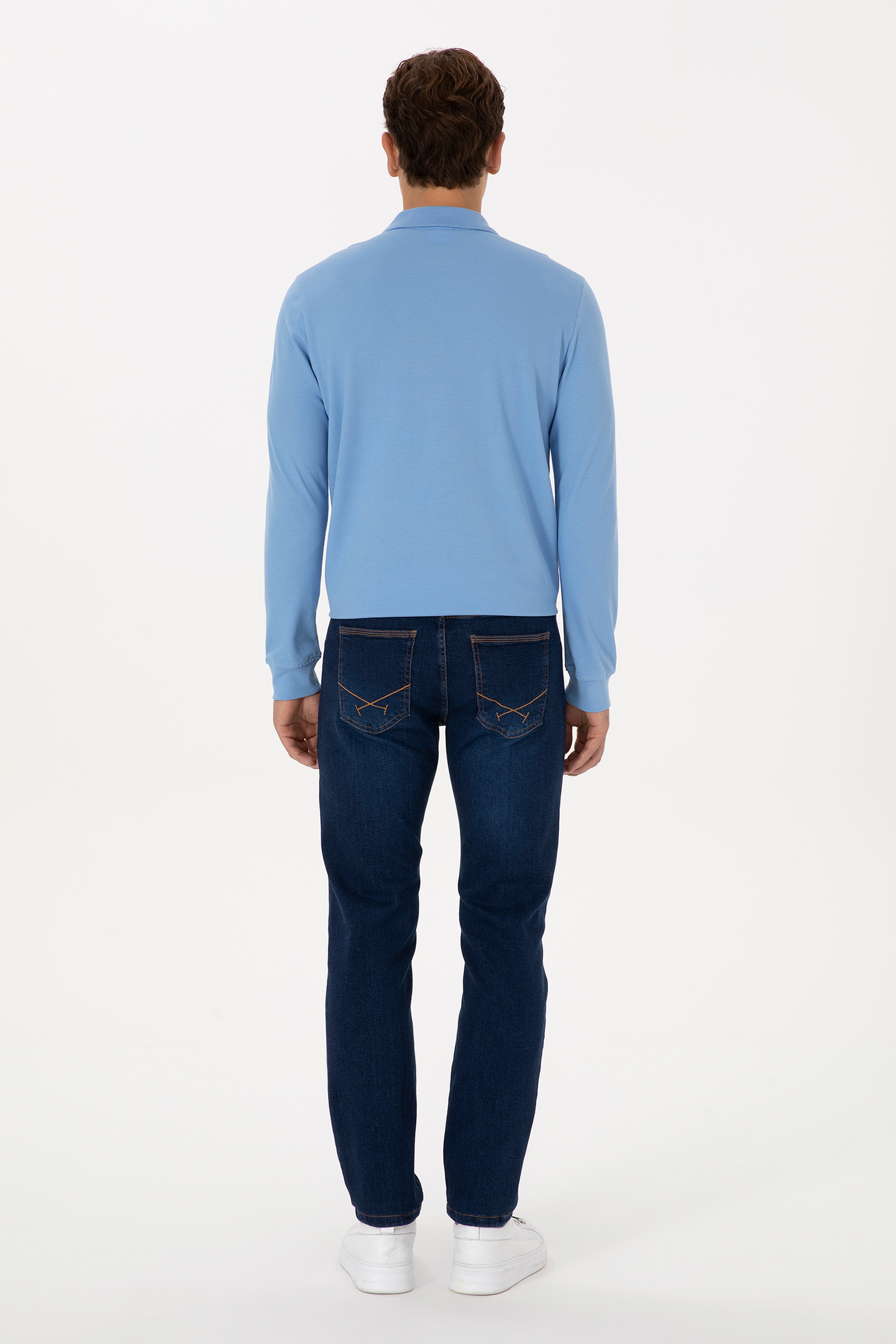 Erkek Koyu Mavi Slim Fit Jean Pantolon - Image 4
