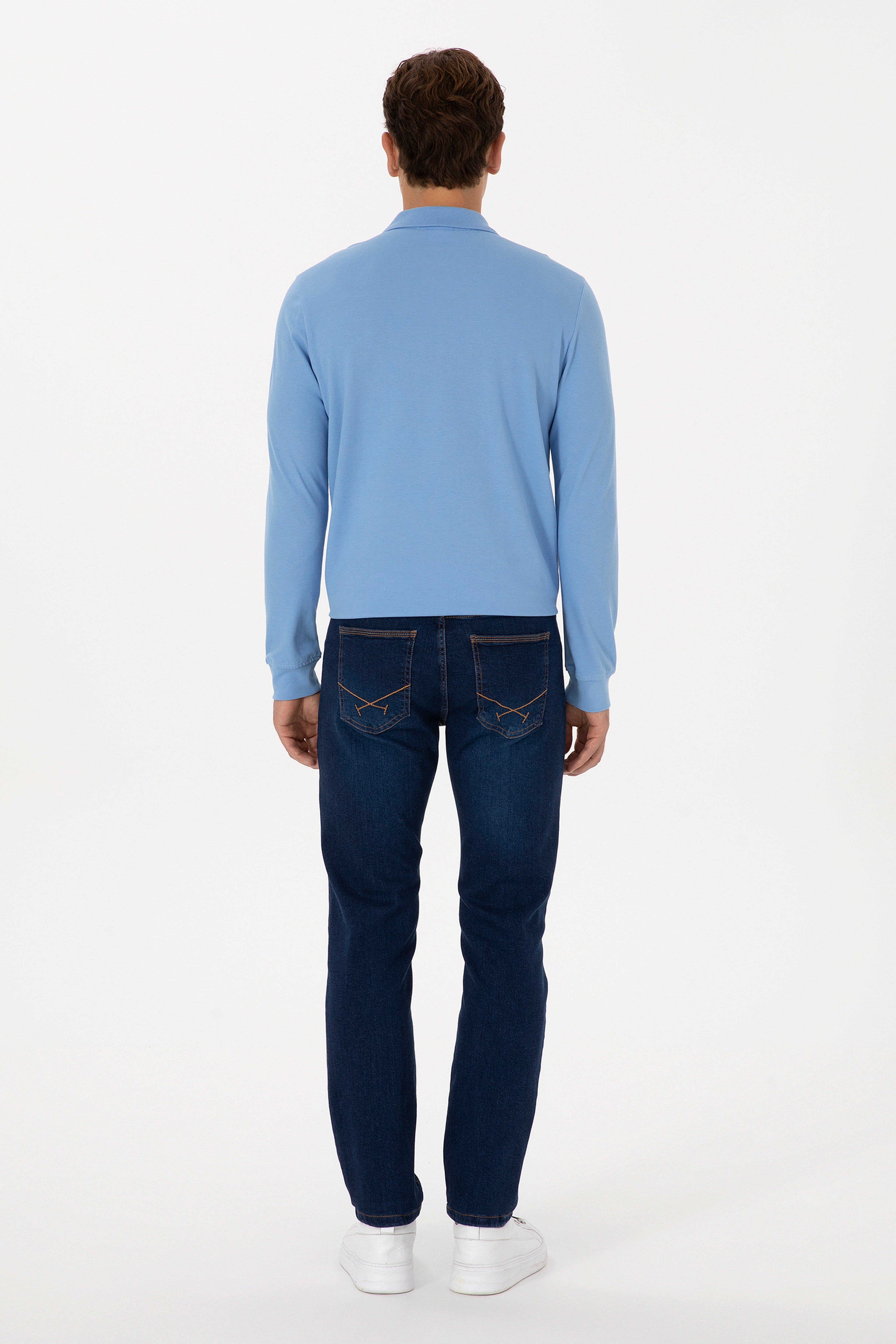 Erkek Koyu Mavi Slim Fit Jean Pantolon