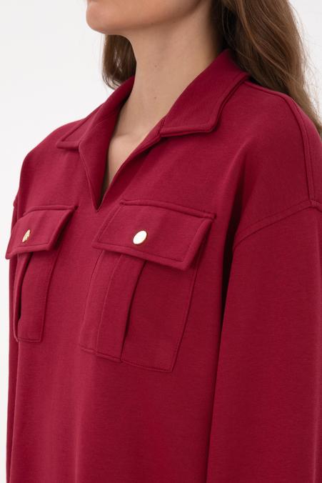 Kadın Koyu Frambuaz Örme Elbise