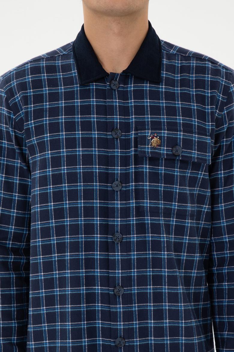 Erkek İndigo Uzun Kollu Gömlek - 50316574023