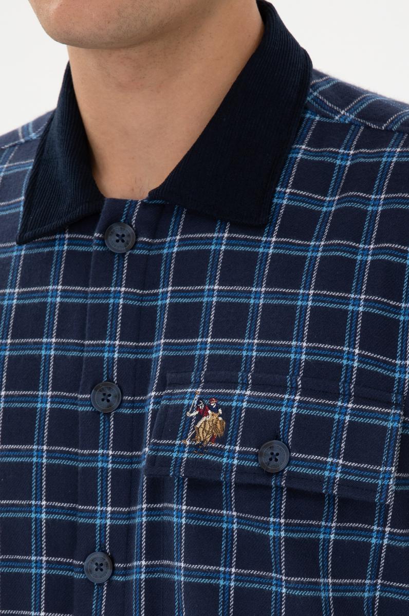 Erkek İndigo Uzun Kollu Gömlek