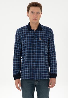 Erkek İndigo Uzun Kollu Gömlek - 50316574023