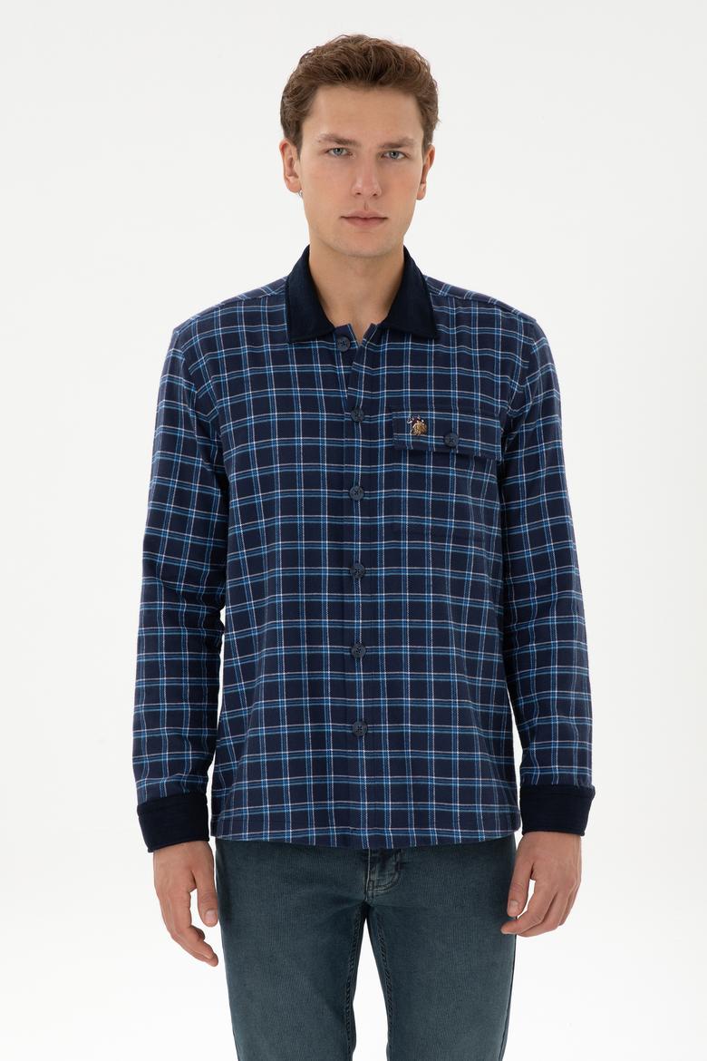 Erkek İndigo Uzun Kollu Gömlek - 50316574023