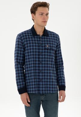 Erkek İndigo Uzun Kollu Gömlek - 50316574023