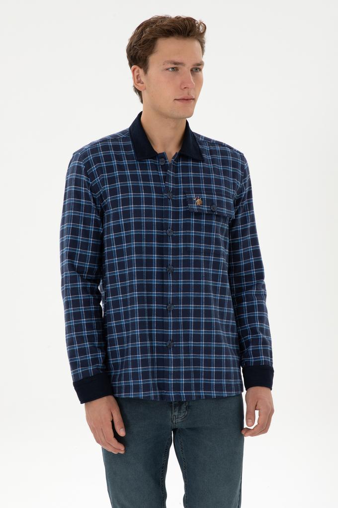 Erkek İndigo Uzun Kollu Gömlek