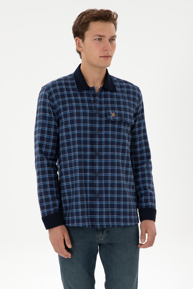 Erkek İndigo Uzun Kollu Gömlek