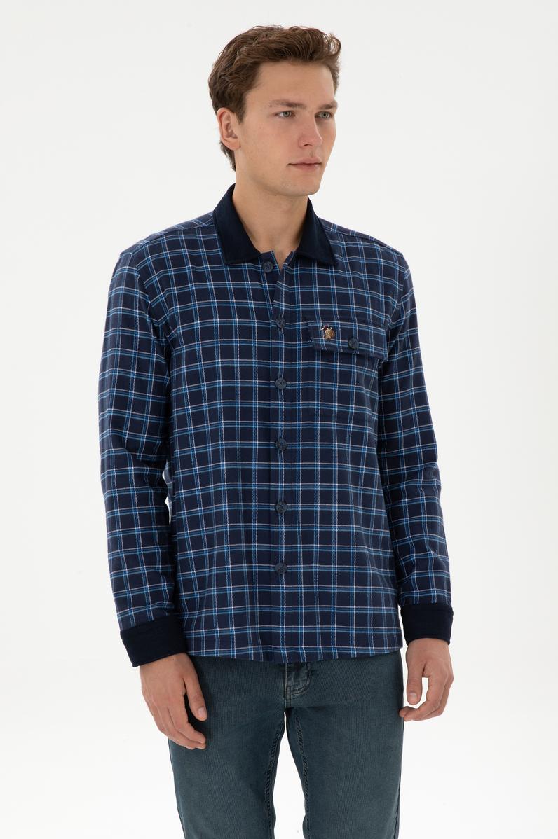 Erkek İndigo Uzun Kollu Gömlek