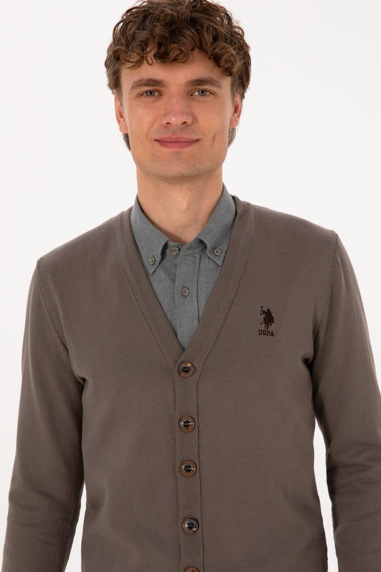 Erkek Vizon Basic Triko Hırka - 50313702056