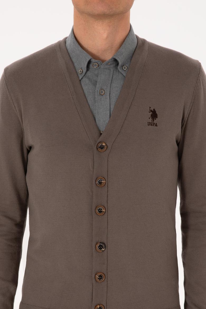 Erkek Vizon Basic Triko Hırka - 50313702056