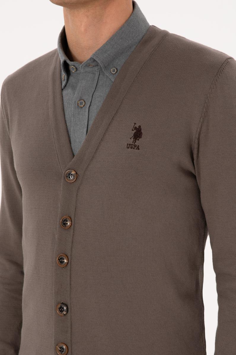 Erkek Vizon Basic Triko Hırka