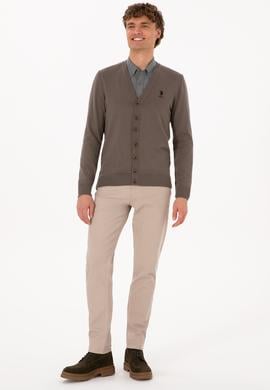 Erkek Vizon Basic Triko Hırka - 50313702056