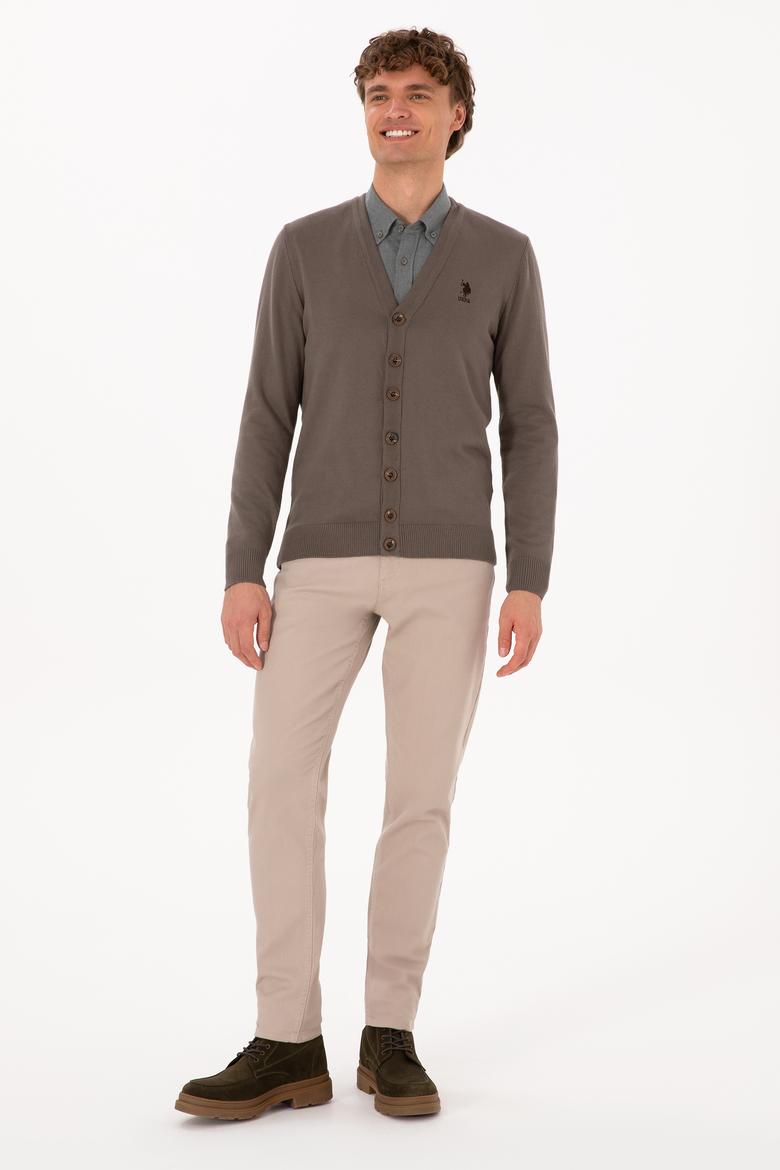 Erkek Vizon Basic Triko Hırka - 50313702056